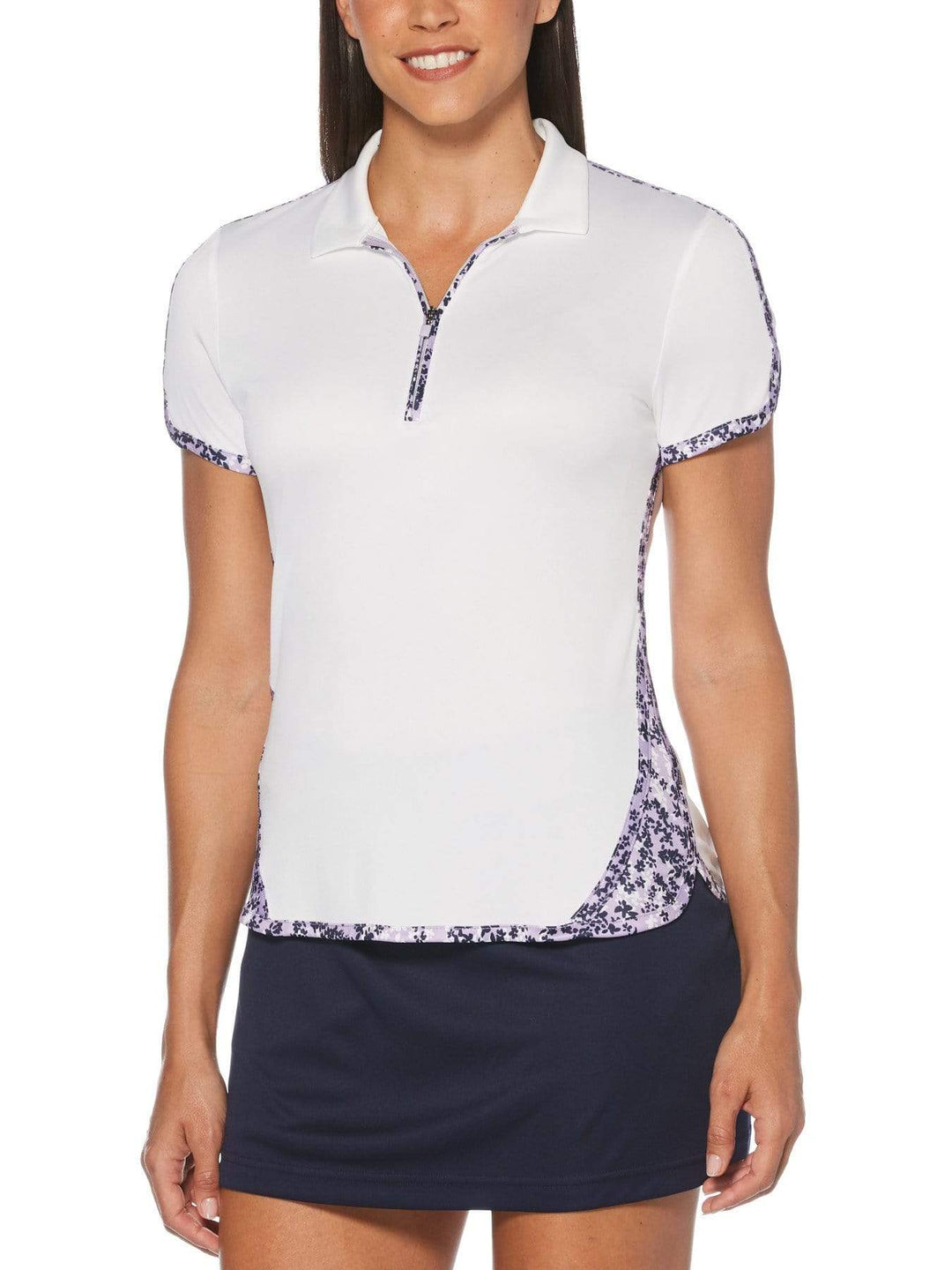 Women's 3 Tone Floral Print Short Sleeve Golf Polo