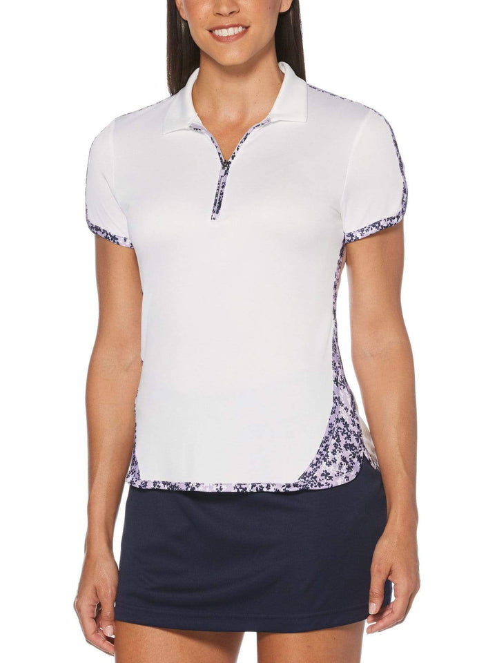 Women's 3 Tone Floral Print Short Sleeve Golf Polo