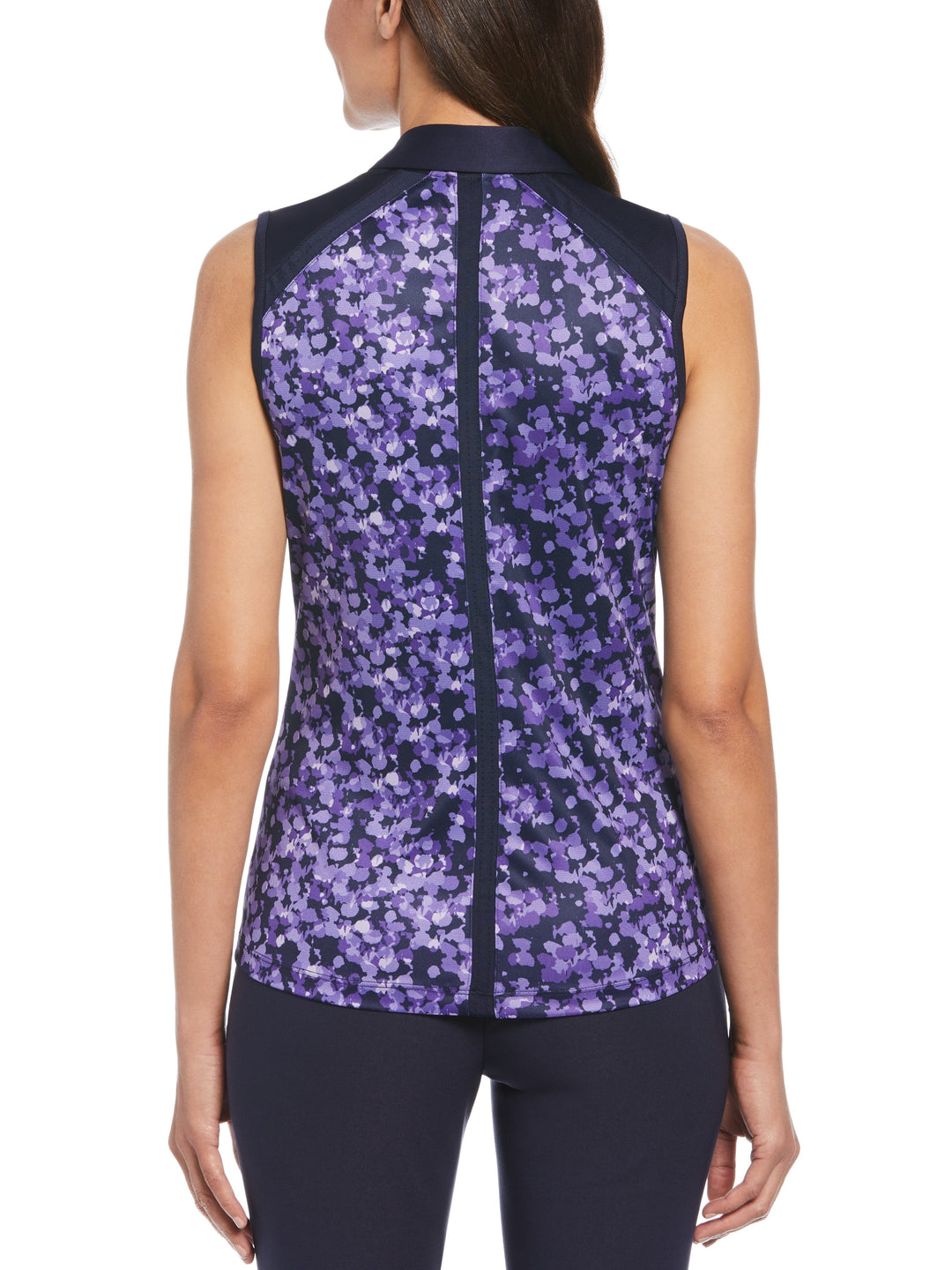 Women's Abstract Print Golf Polo with Skinny Mesh Panels