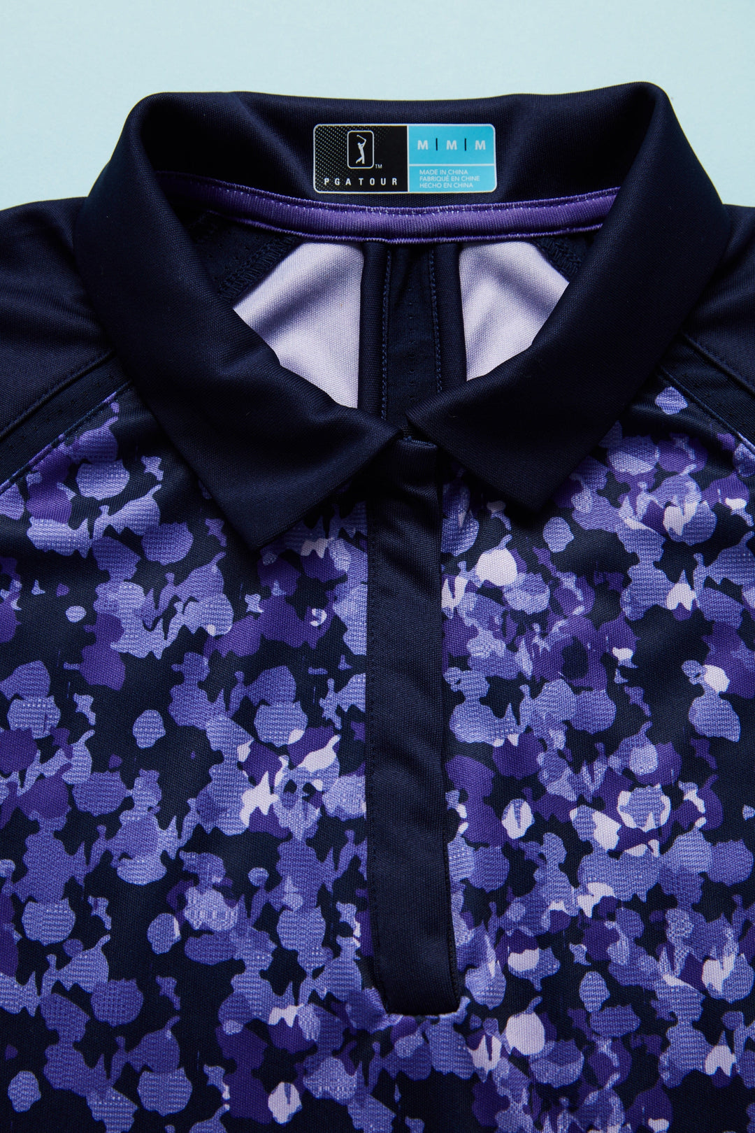 Women's Abstract Print Golf Polo with Skinny Mesh Panels