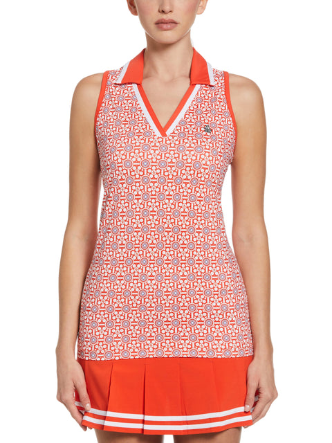 Womens Abstract Printed V-Neck Golf Top (Fiesta) 