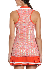 Womens Abstract Printed V-Neck Golf Top (Fiesta) 