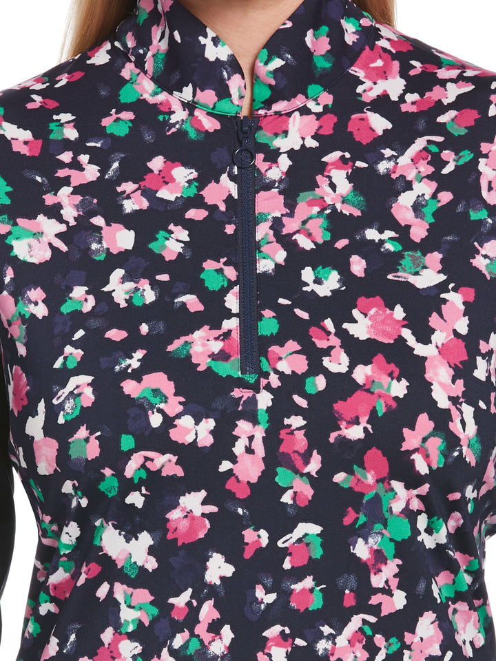 Women's Allover Floral Print Sun Protection Golf Shirt