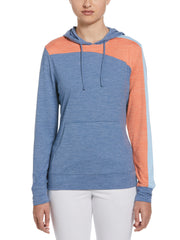 Asymmetrical Color Blocked Golf Hoodie with Pockets (Blue Horizon Htr) 
