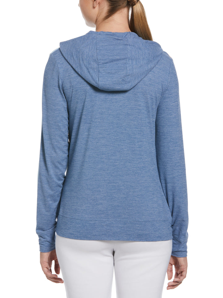 Asymmetrical Color Blocked Golf Hoodie with Pockets (Blue Horizon Htr) 