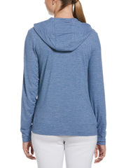 Asymmetrical Color Blocked Golf Hoodie with Pockets (Blue Horizon Htr) 