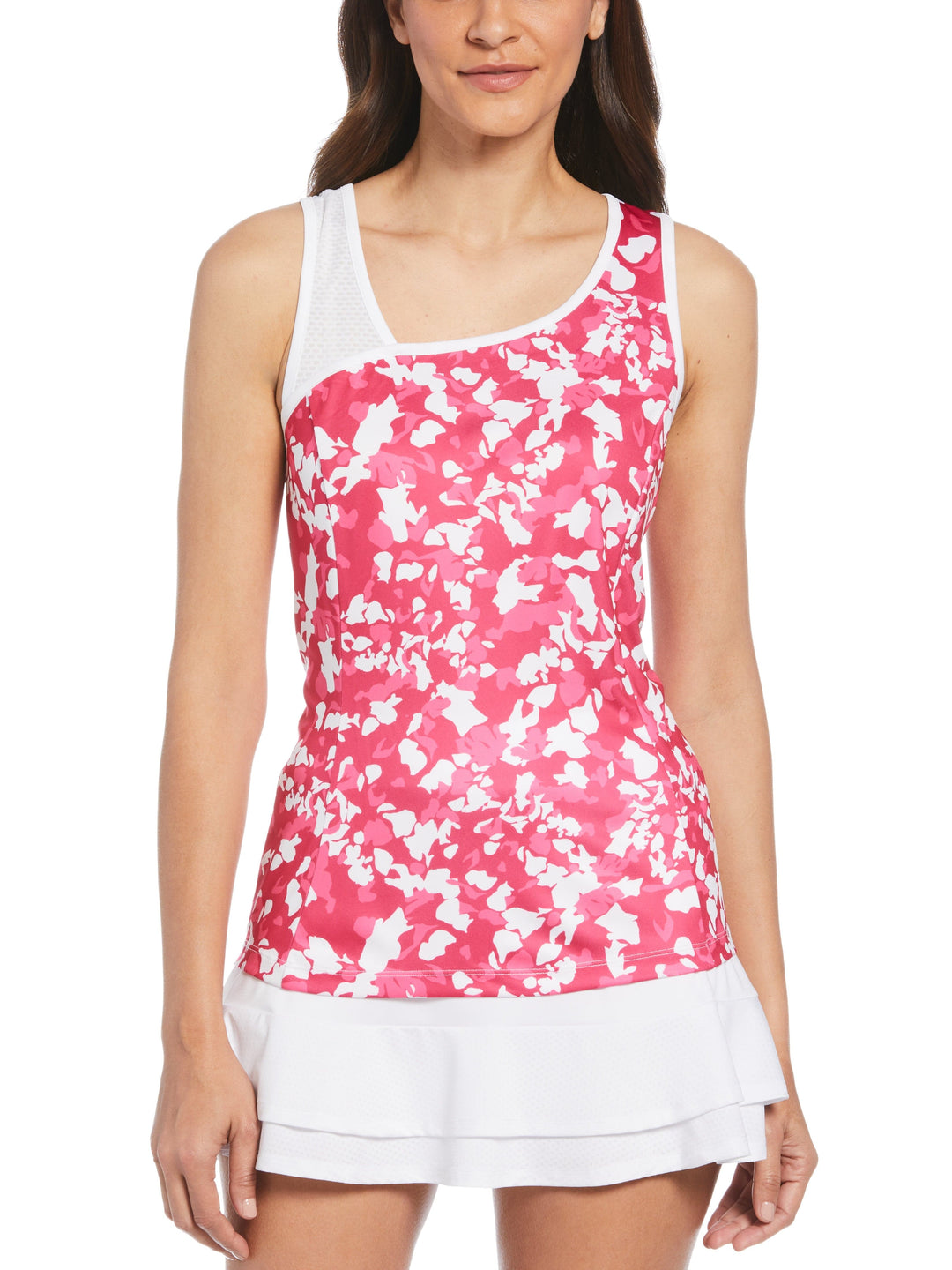 Women's Camo Floral Print Asymmetrical Tennis Tank