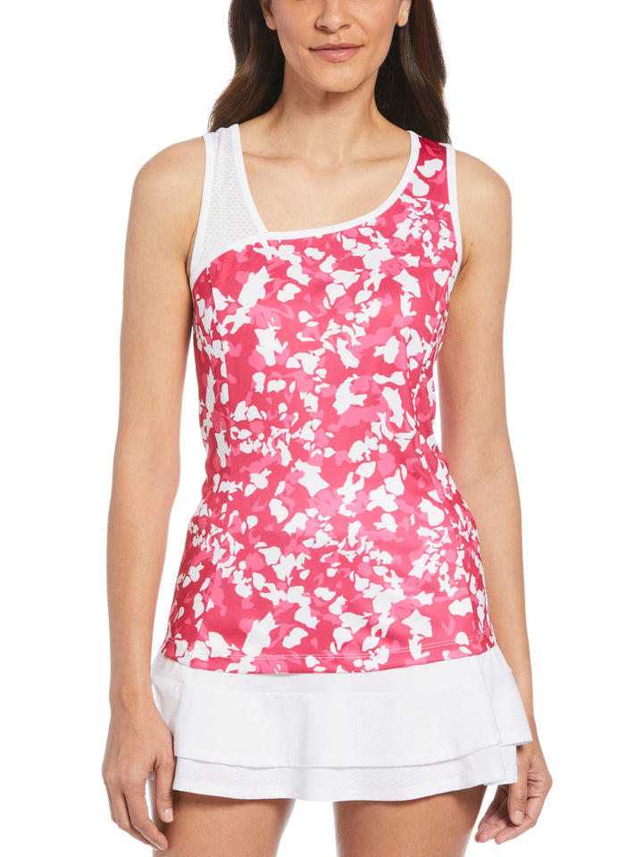 Women's Camo Floral Print Asymmetrical Tennis Tank