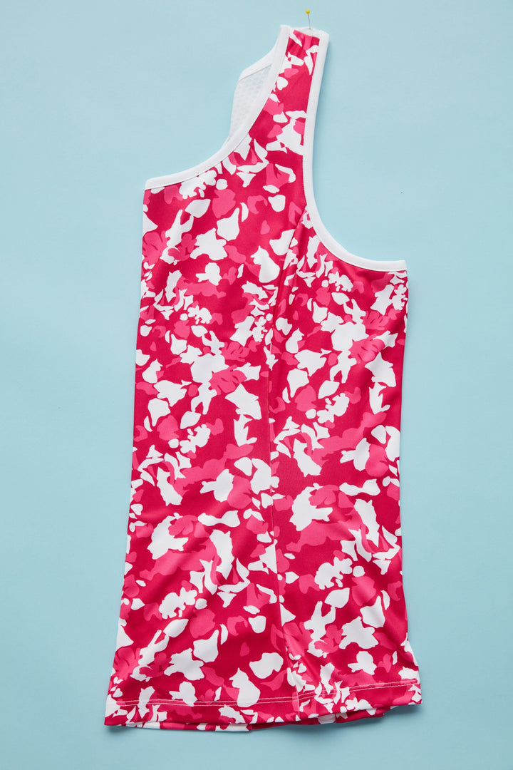 Women's Camo Floral Print Asymmetrical Tennis Tank