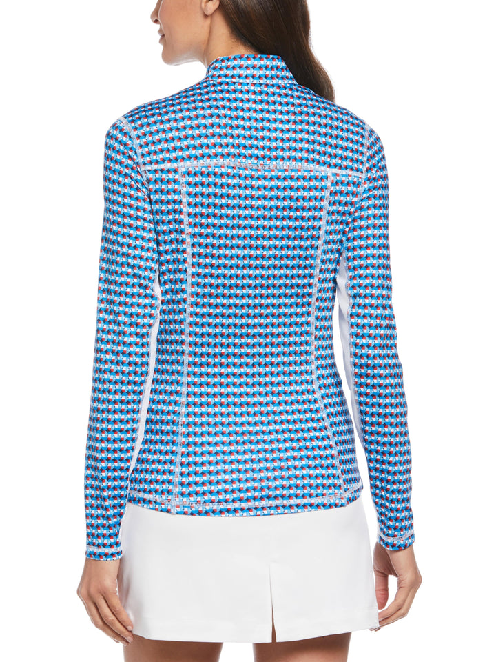 Women's Circular Geo Print Stretch Sun Protection Golf Shirt