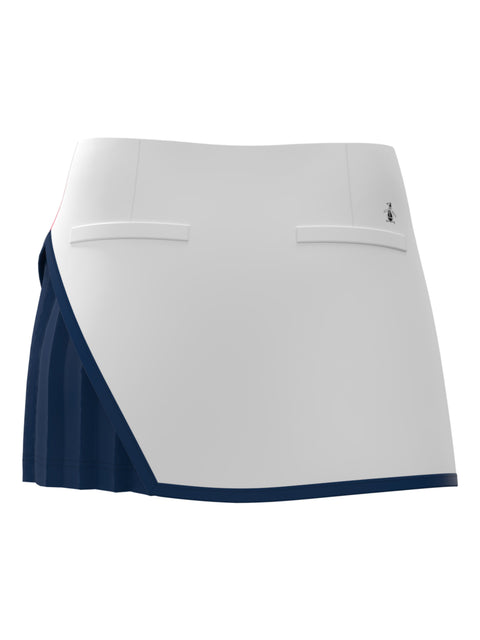 Color Block Side Pleated 13" Tennis Skort (Bright White) 