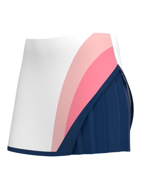 Color Block Side Pleated 13" Tennis Skort (Bright White) 