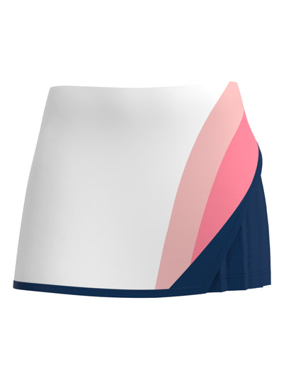 Color Block Side Pleated 13" Tennis Skort (Bright White) 