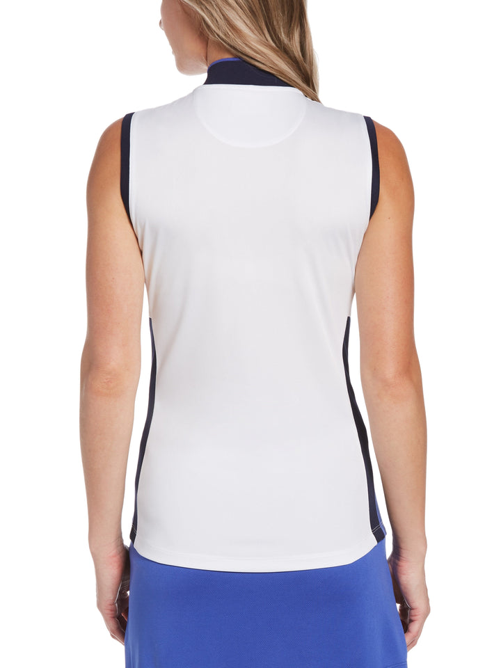 Women's Color Block Sleeveless Quarter Zip Golf Polo