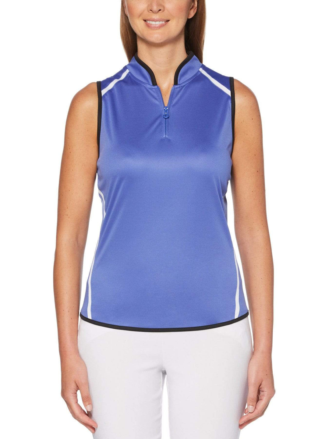 Women's Color Block Sleeveless Quarter Zip Golf Shirt