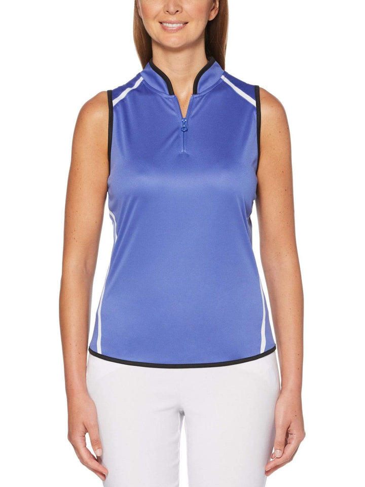 Women's Color Block Sleeveless Quarter Zip Golf Shirt