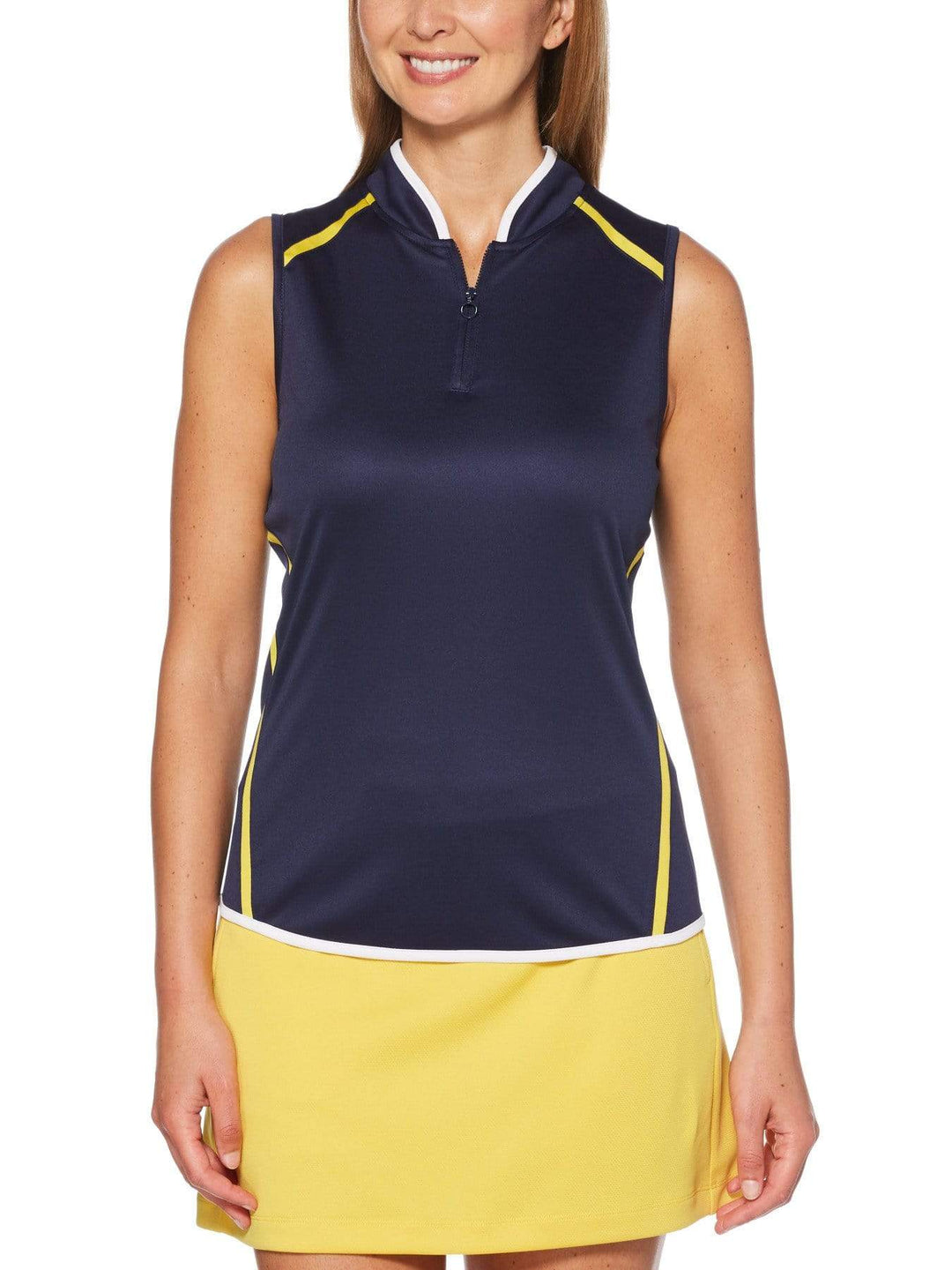Women's Color Block Sleeveless Quarter Zip Golf Shirt