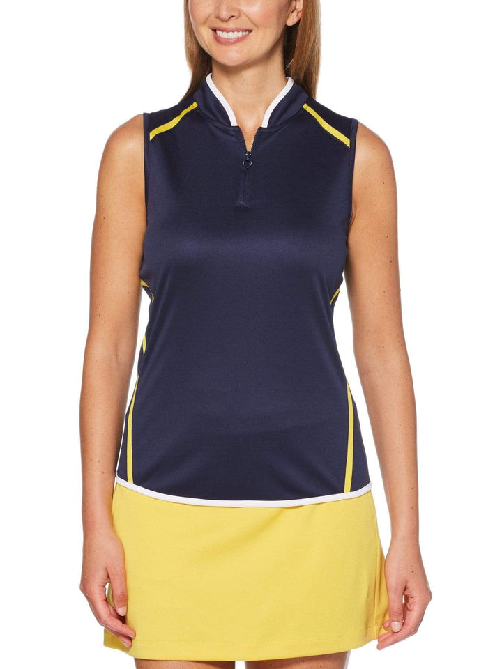 Women's Color Block Sleeveless Quarter Zip Golf Shirt