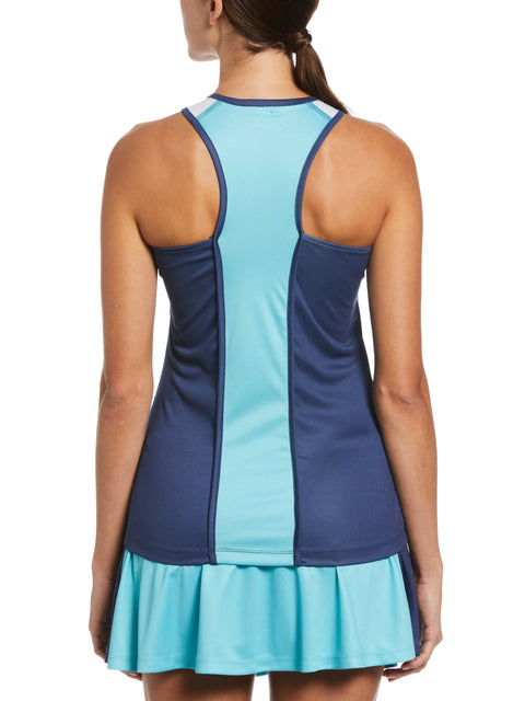Color Block Tennis Tank Top with Zip (Blue Atoll) 