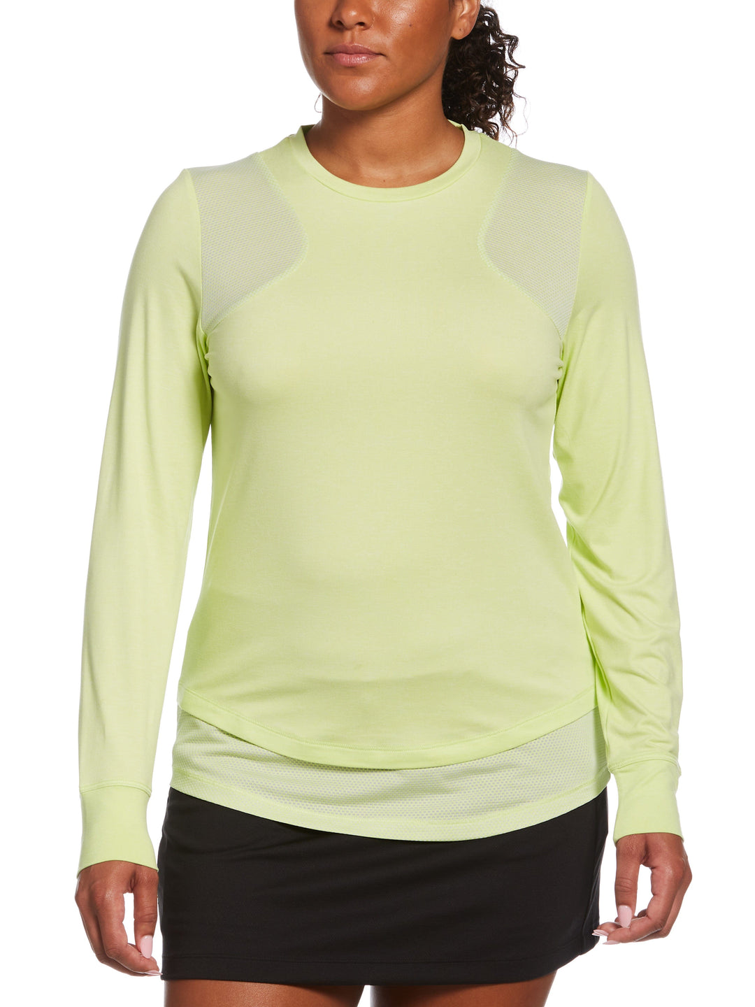 Women's Crew Neck Golf Tee with Mesh Inserts and Underlayer