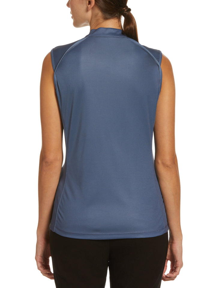 Digitized Print Color Block Quarter Zip Golf Polo (Vintage Indigo) 