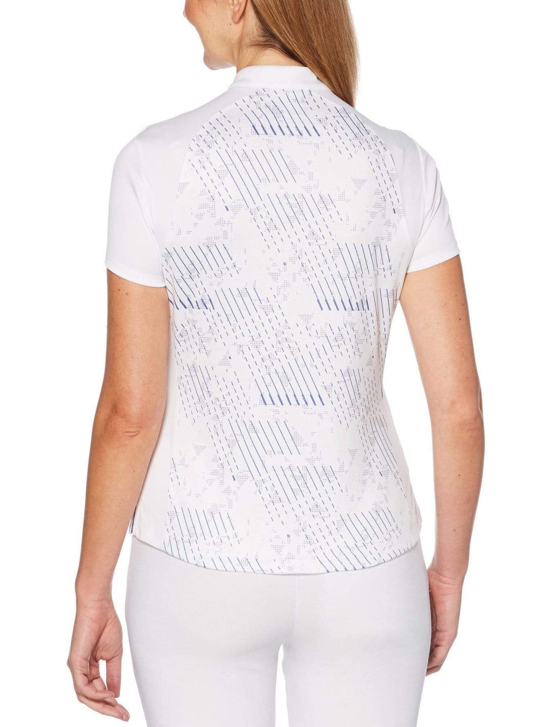 Women's Dotted Linear Print V-Neck Golf Shirt