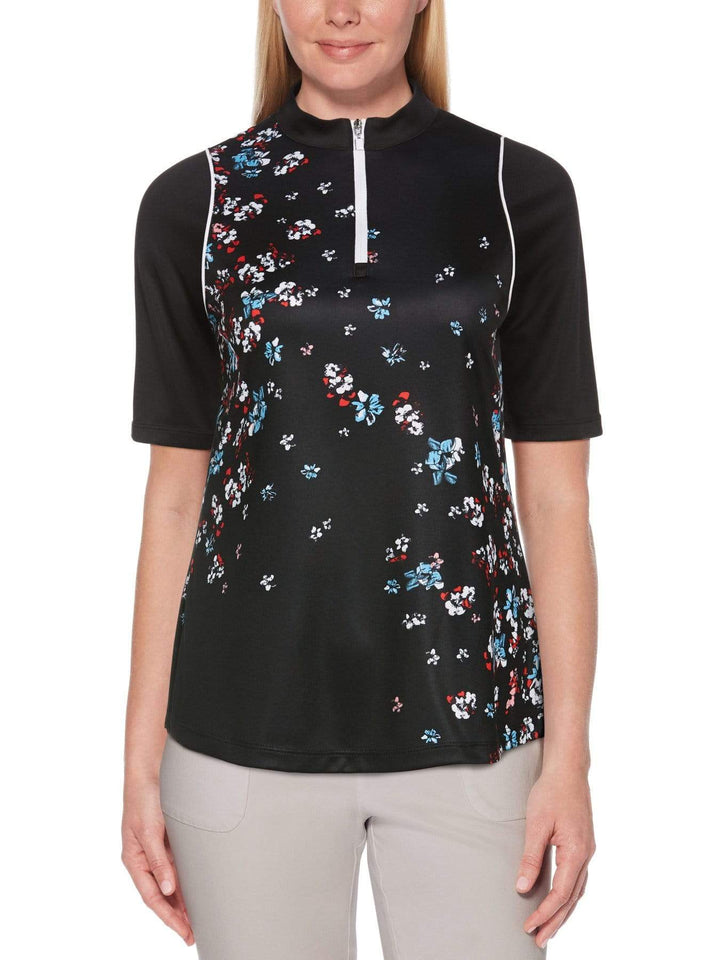 Women's Engineered Floral Print Golf Shirt