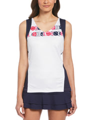 Women's Engineered Print Tennis Tank with Back Mesh