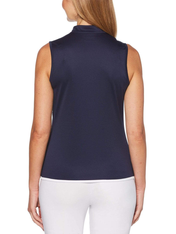 Women's Engineered Sleeveless Striped Quarter Zip Golf Shirt