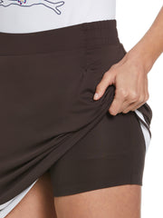 Womens Essential Color Block Golf Skort (Tobacco Brown) 