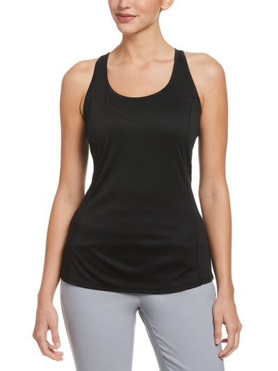 Women's Essential Solid Tennis Tank with Mesh Front Panel (Caviar) 
