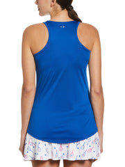 Women's Essential Solid Tennis Tank with Mesh Front Panel (Lapis Blue) 