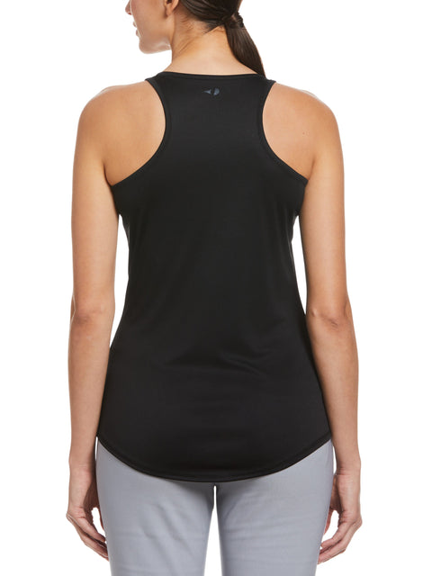 Women's Essential Solid Tennis Tank with Mesh Front Panel (Caviar) 
