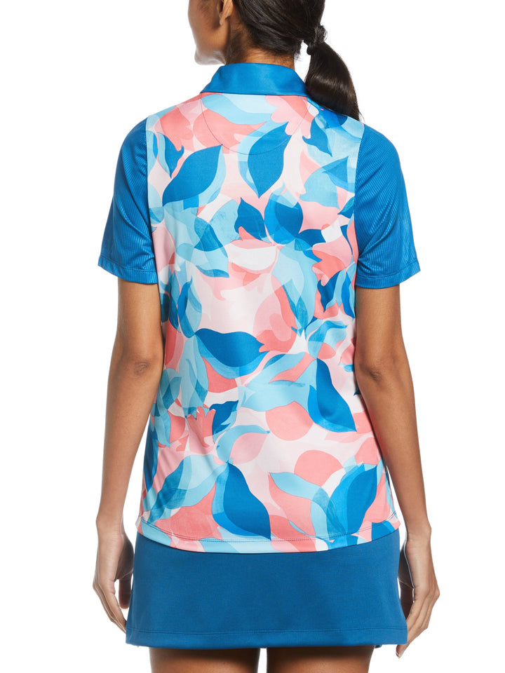 Floral Collage Print Golf Polo (Blue Sapphire) 