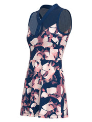 Floral Print Tennis Dress with Mesh Yoke (Blueberry Pancake) 