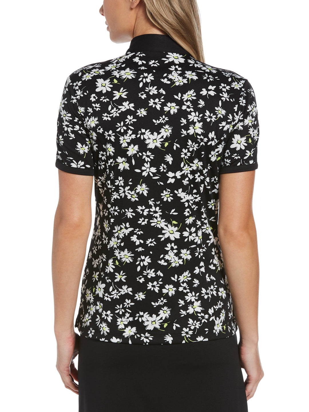 Women's Floral Printed Zip Mock Golf Top