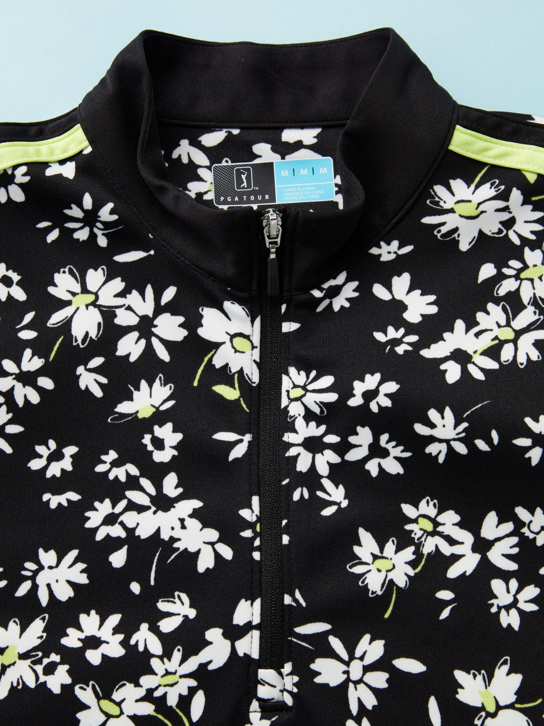 Women's Floral Printed Zip Mock Golf Top