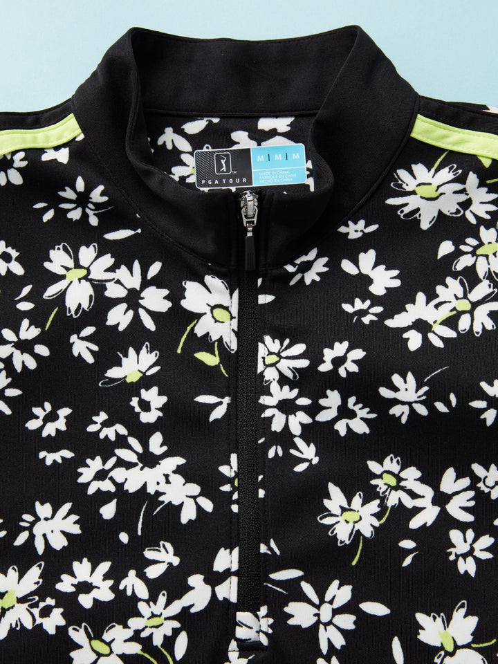 Women's Floral Printed Zip Mock Golf Top