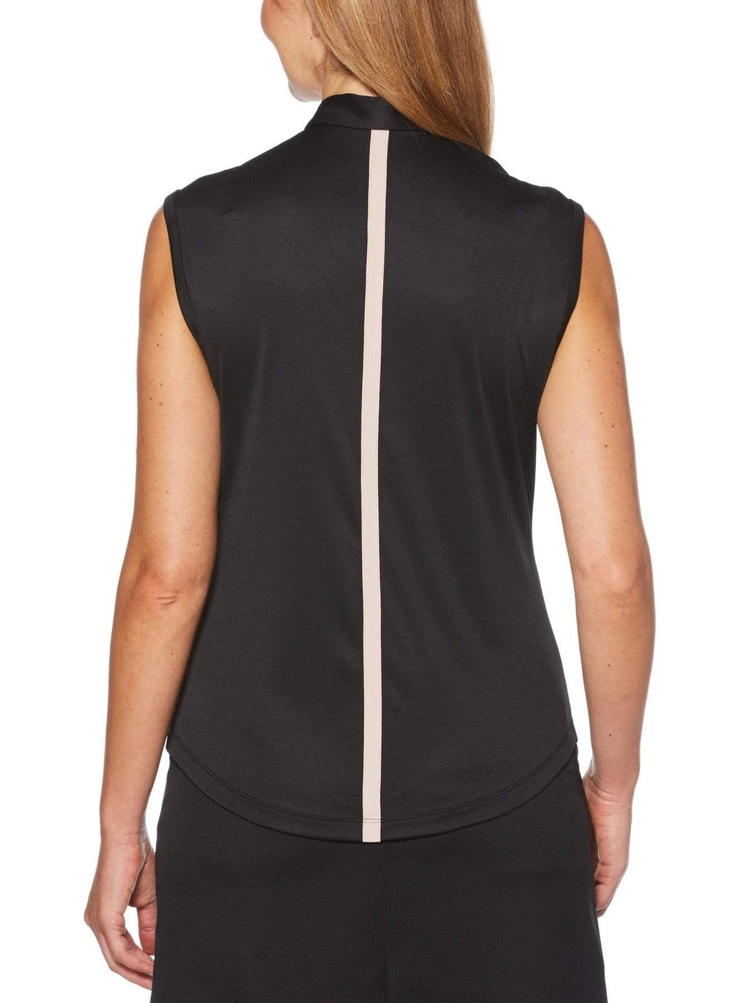 Women's Front Crosshatching Floral Print Sleeveless Golf Polo