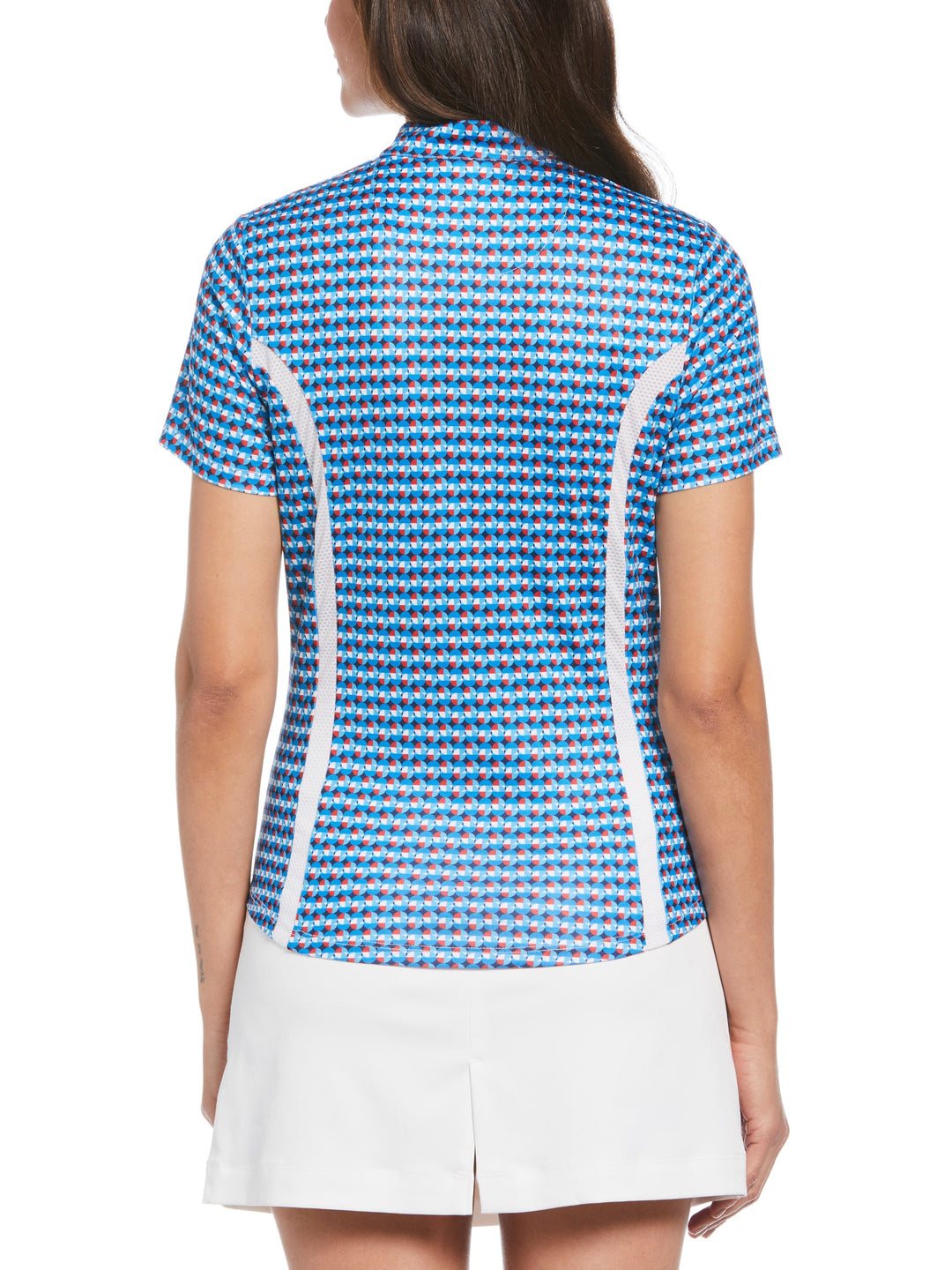 Women's Geo Print Golf Polo with Mesh Sleeve Inserts