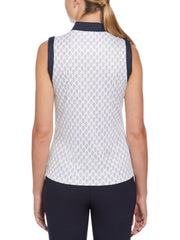 Women's Geo Print Golf Shirt with Mandarin Collar