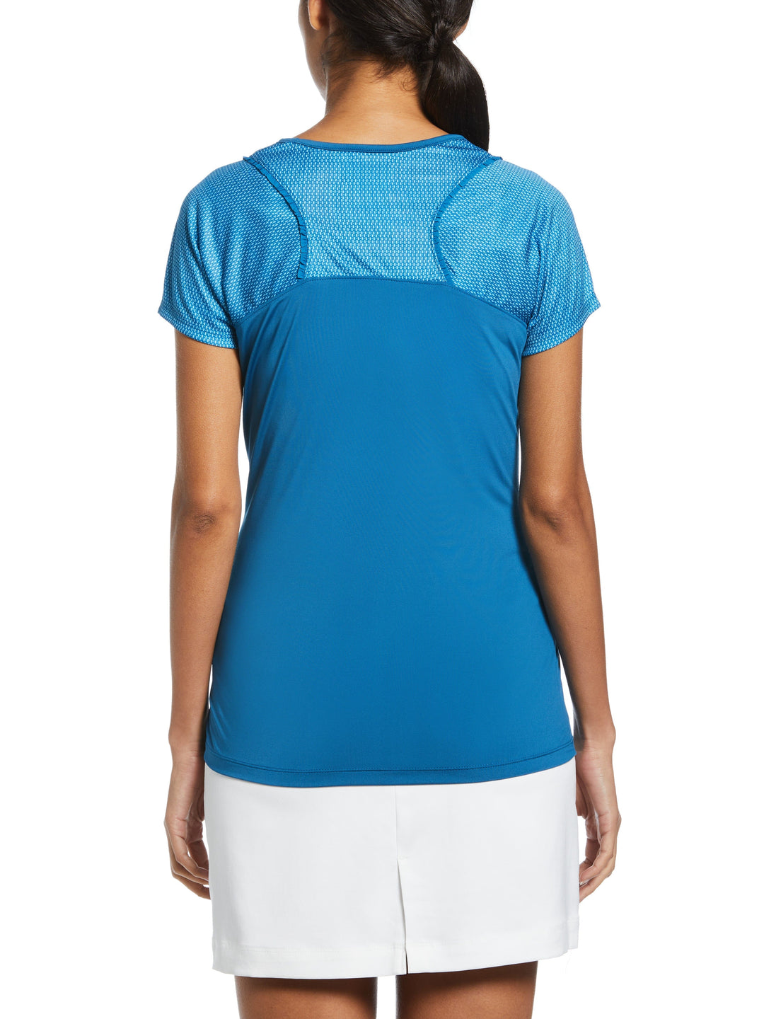 Geo Print Golf Tee with Ruffle Trim (Blue Sapphire) 