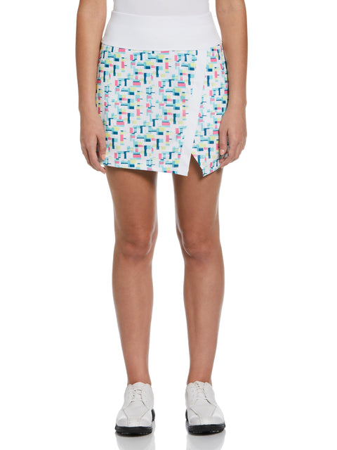 Geometric Print Wrap Golf Skort (Bright White) 
