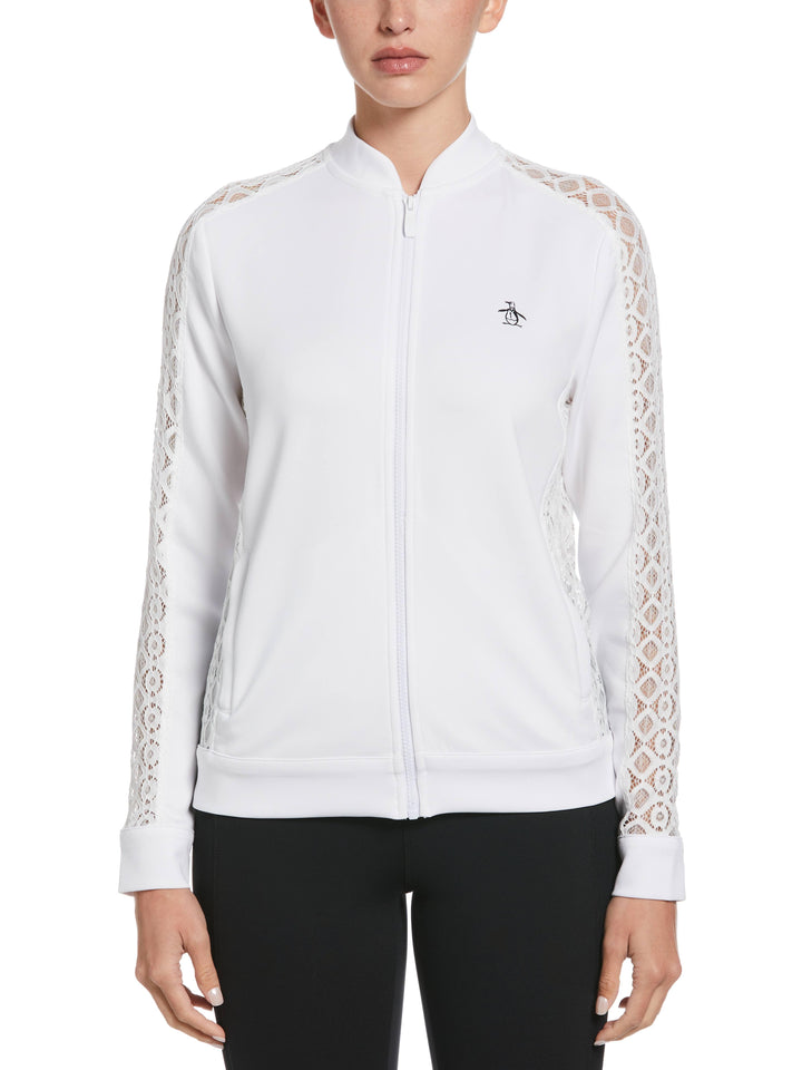 Knit Tennis Jacket with Lace (Bright White) 