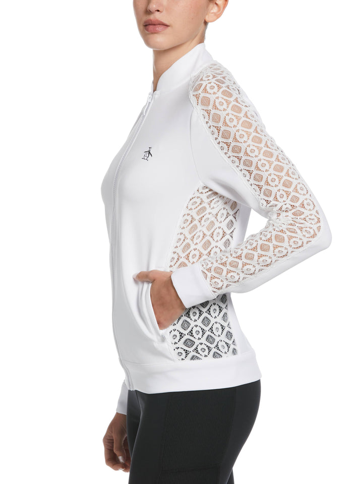 Knit Tennis Jacket with Lace (Bright White) 