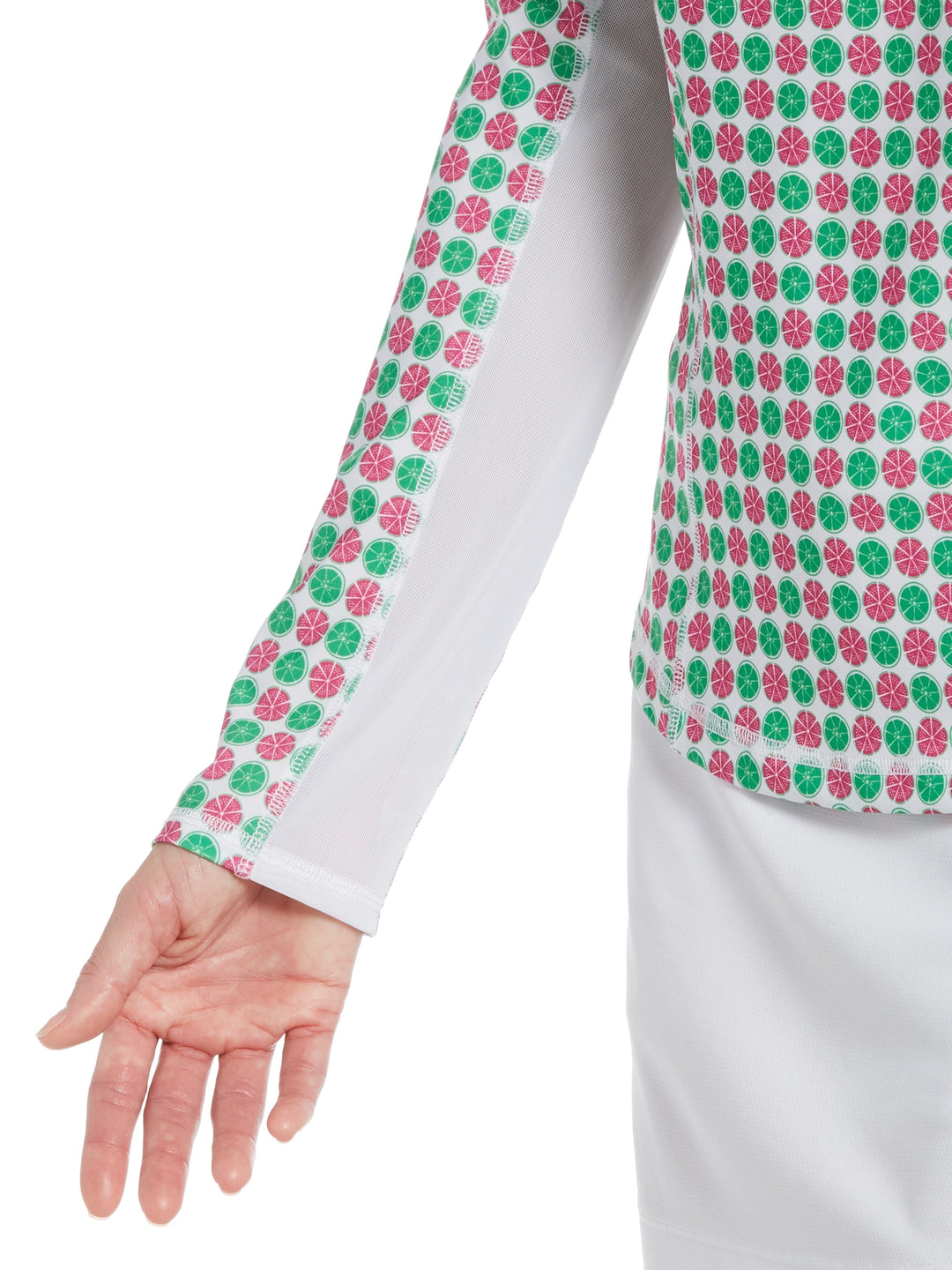 Women's Lime Printed Sun Protection Golf Top