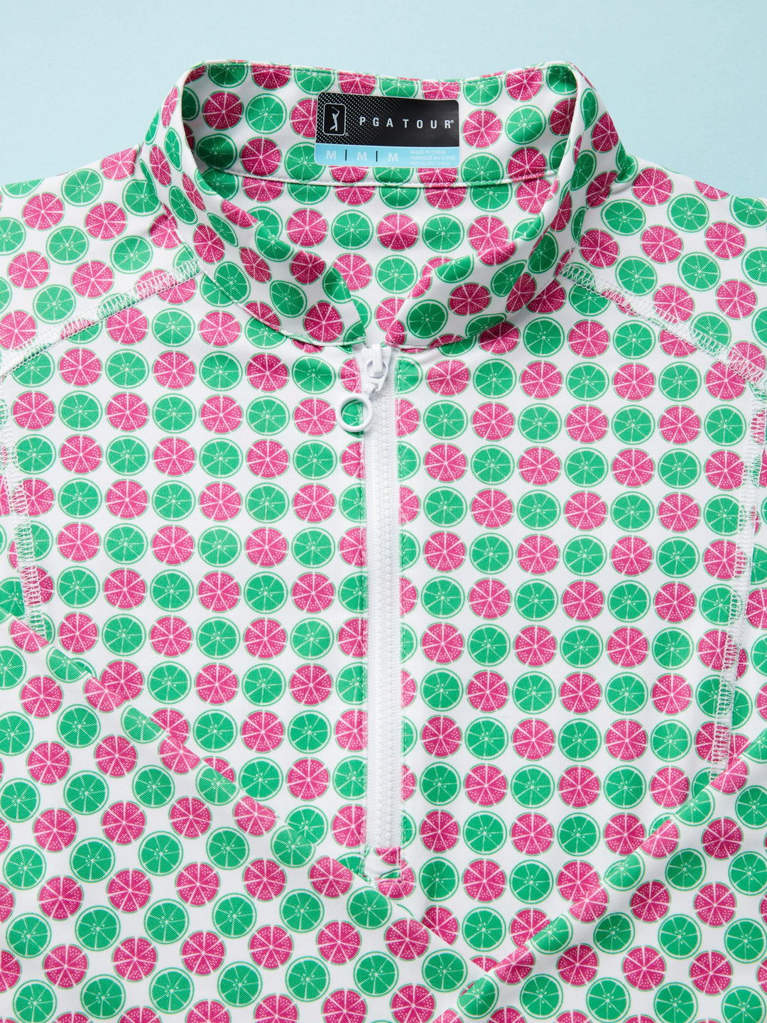 Women's Lime Printed Sun Protection Golf Top