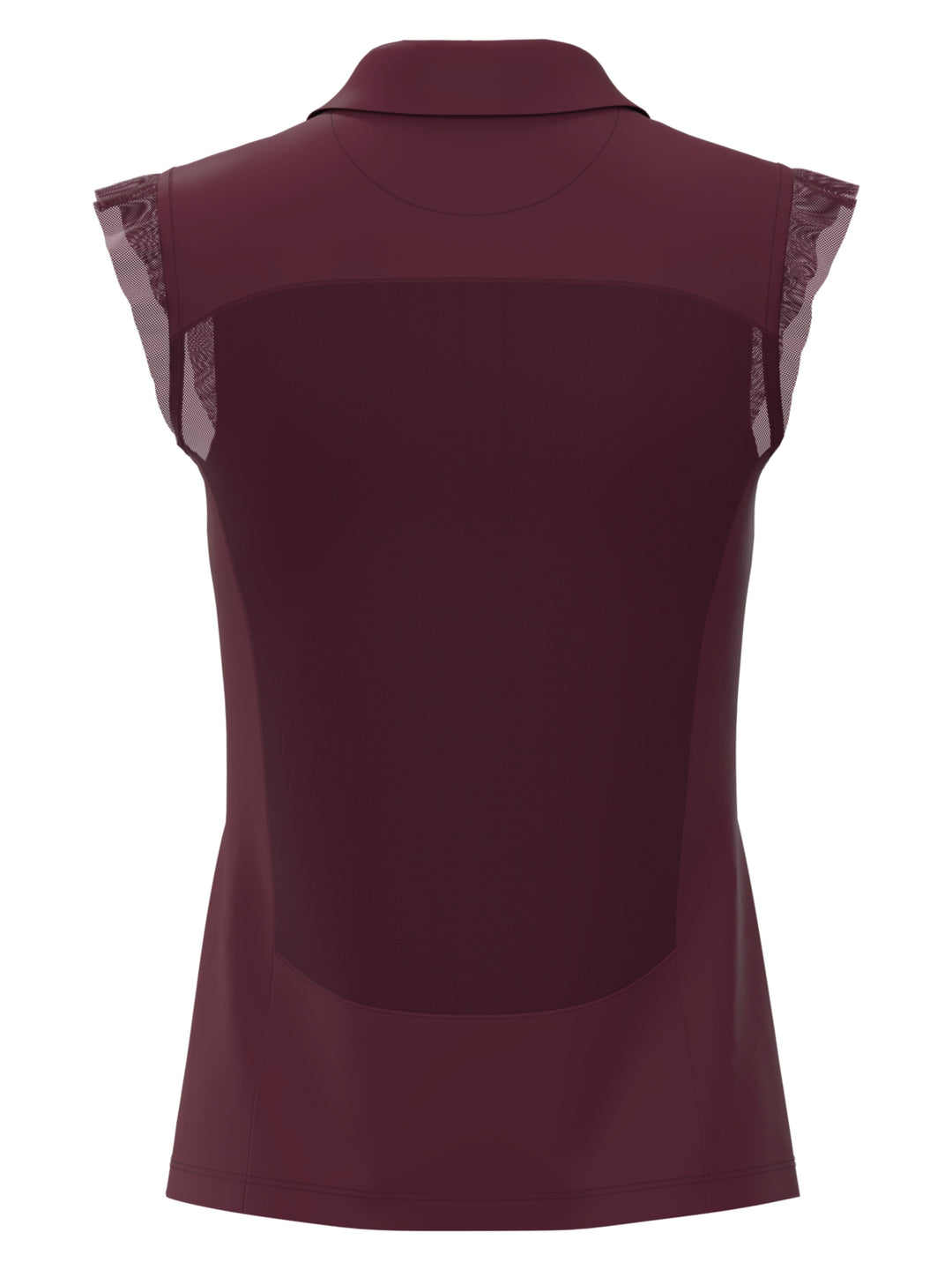 Mesh Ruffle Golf Polo (Cordovan) 