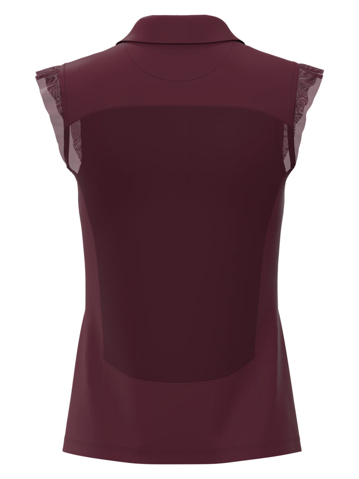 Mesh Ruffle Golf Polo (Cordovan) 