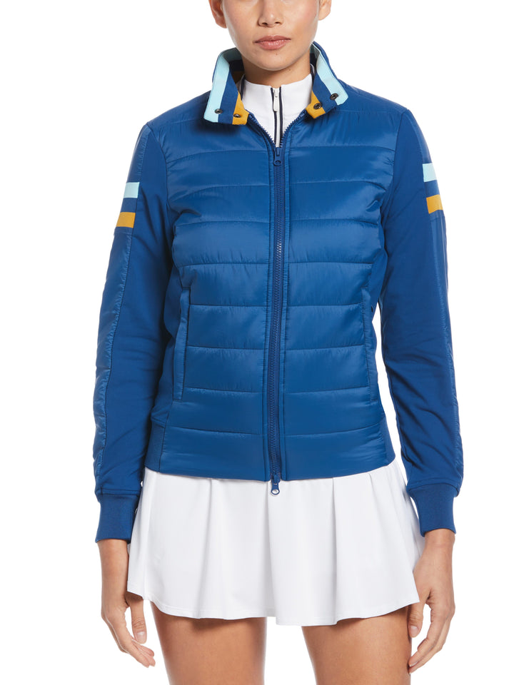 Mixed Media Puffer Golf Jacket (Blueberry Pancake) 